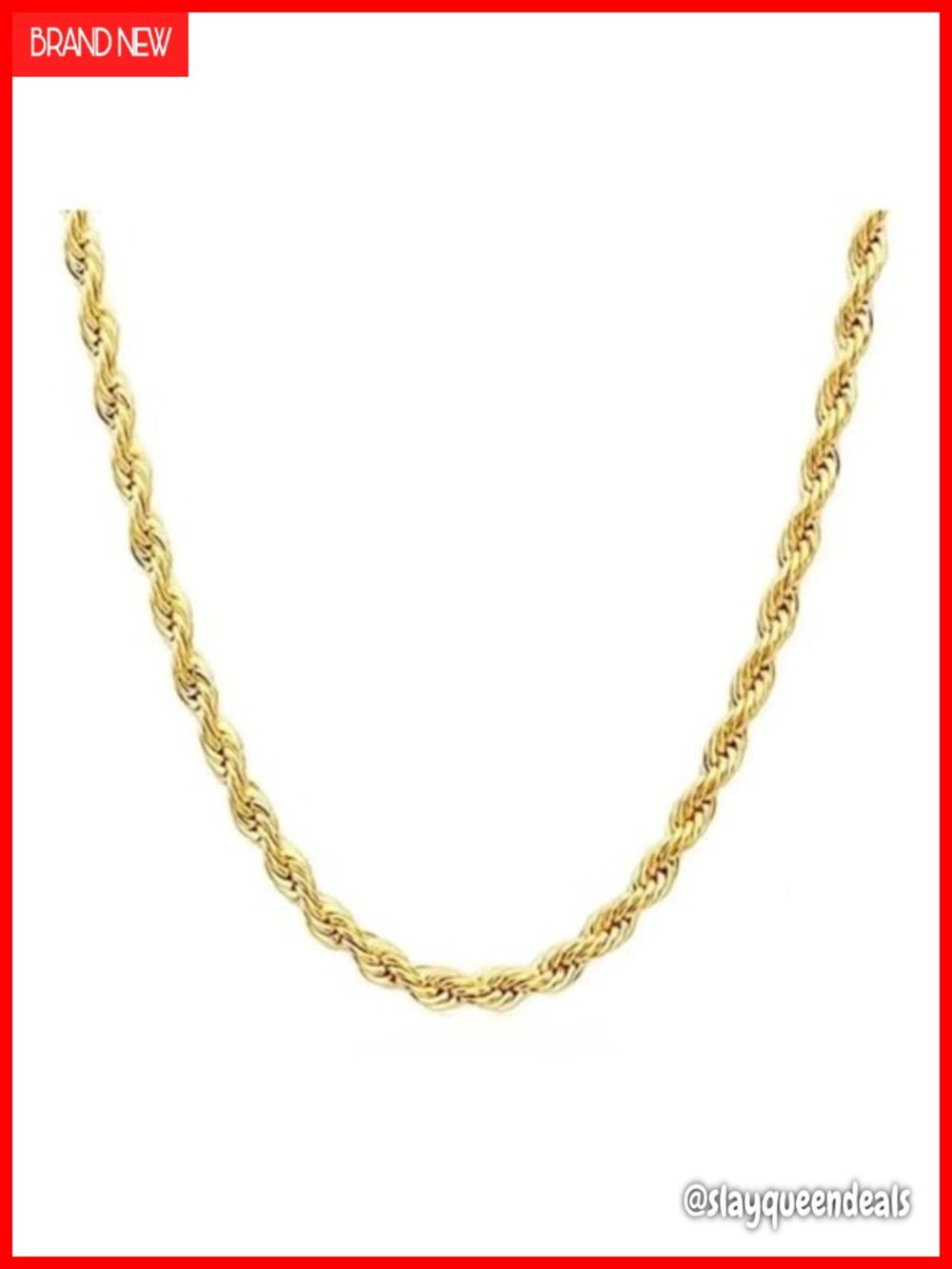 14K Solid Yellow Gold Rope Chain Necklace Diamond-Cut 3.2mm 18in